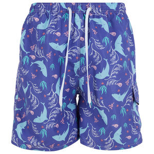 Mens Swimming Trunks, Beach Shorts Vacation SwimSuit Cargo Pocket, Deep Sea